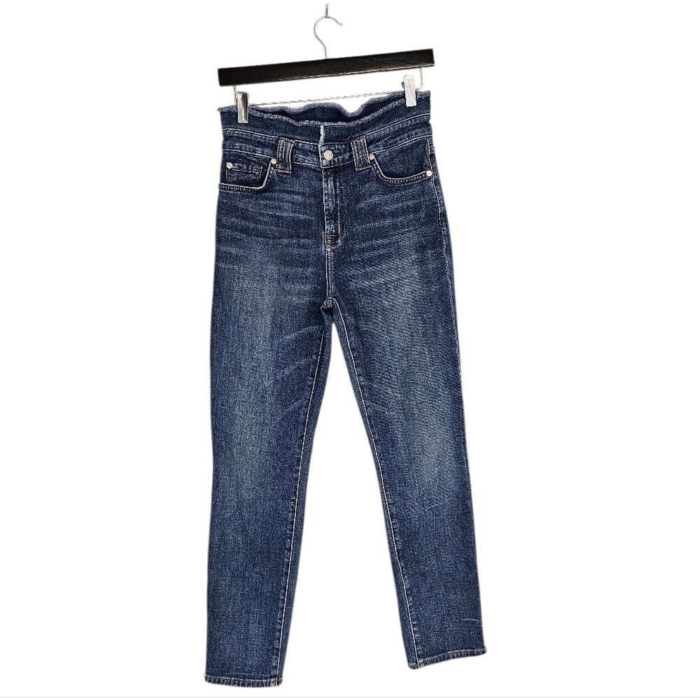 7 For All Mankind High Rise Straight Leg Blue Jeans 26 Preowned